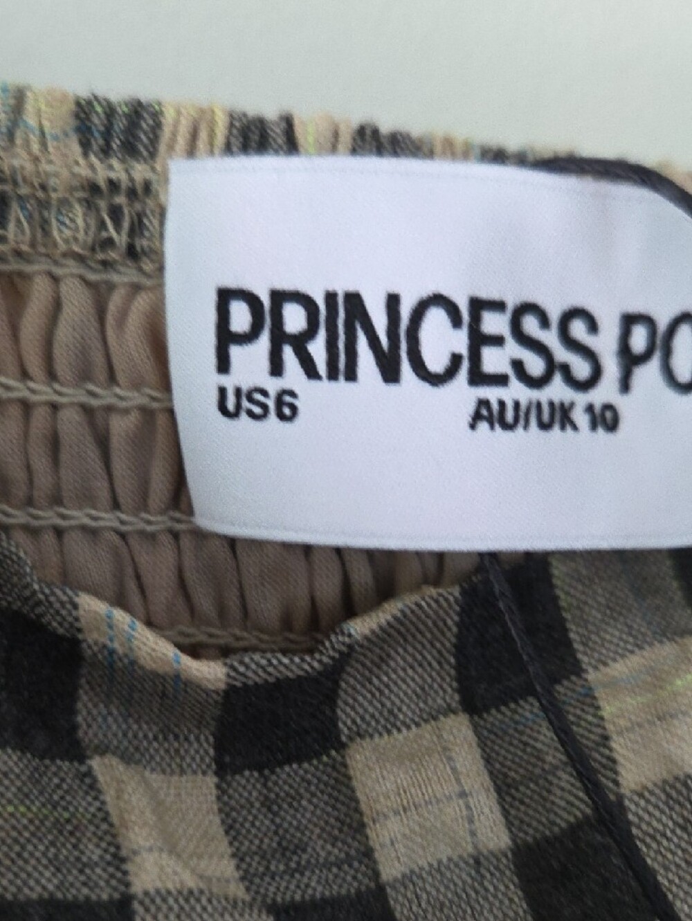 Princess Polly Plaid Check Gingham Cotton Maxi Dress Tan Black 6 Nwt - Picture 9 of 11